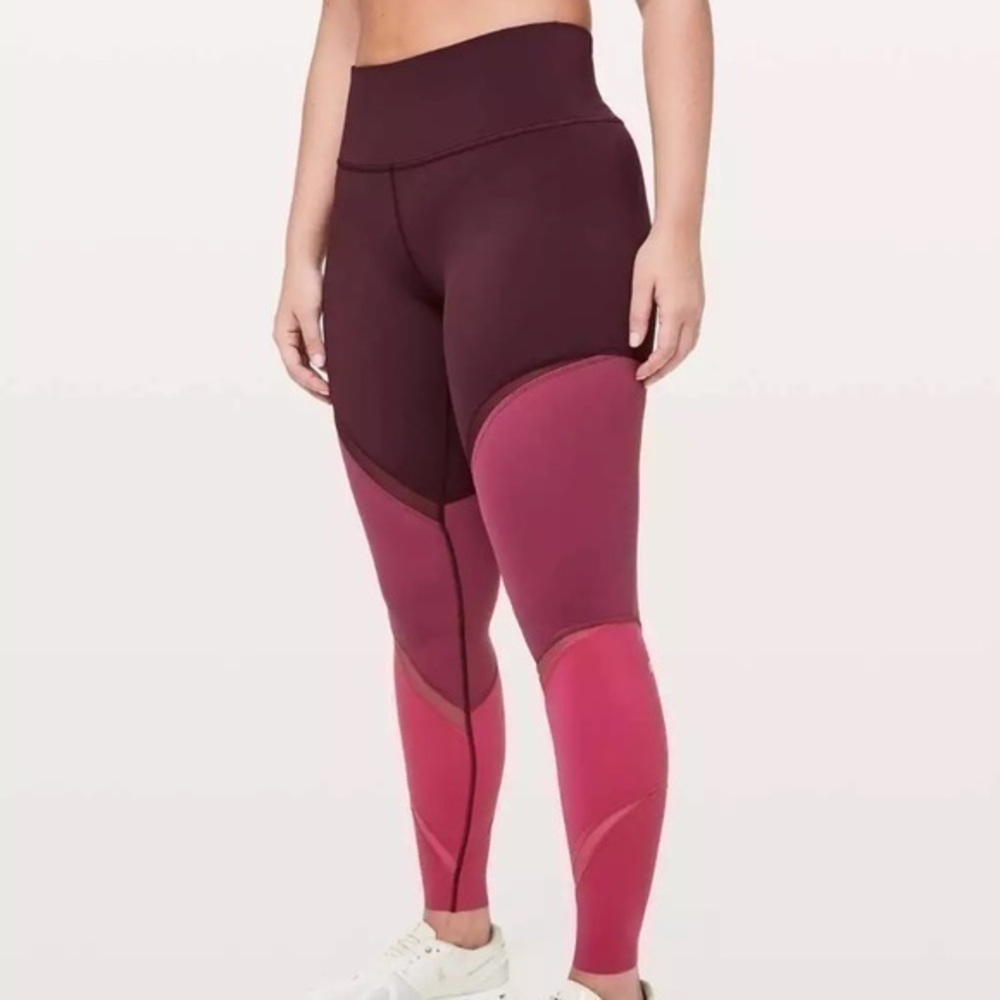 Lululemon Colour Me Ombre Tight Leggings 28" Nulux Mesh Adobe Blush Violet Red 4
